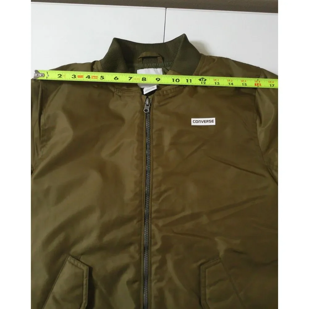 Converse Unisex XL Olive Green Bomber Jacket MA-1 Flight Zip Coat Youth 13-15